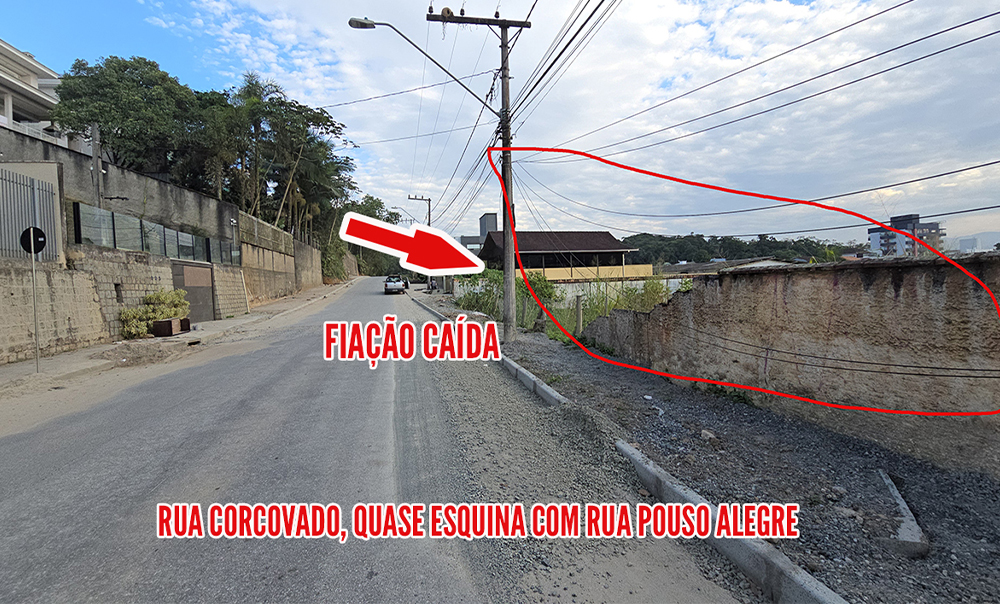 Fiação caída Rua Corcovado