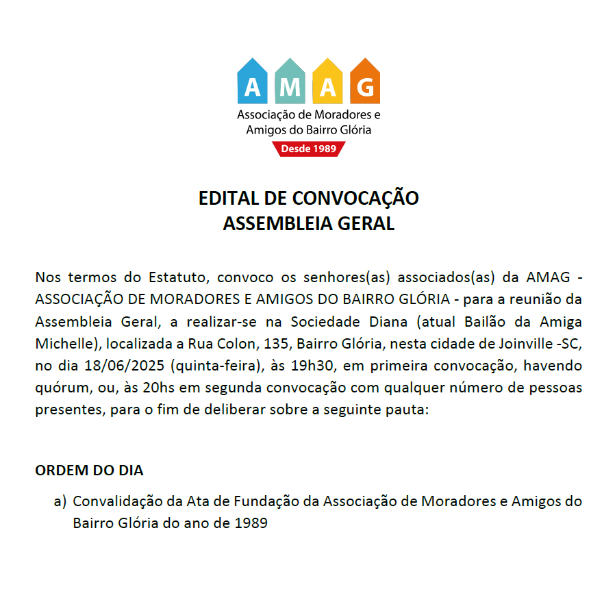 Nova Assembleia será no dia 18/06